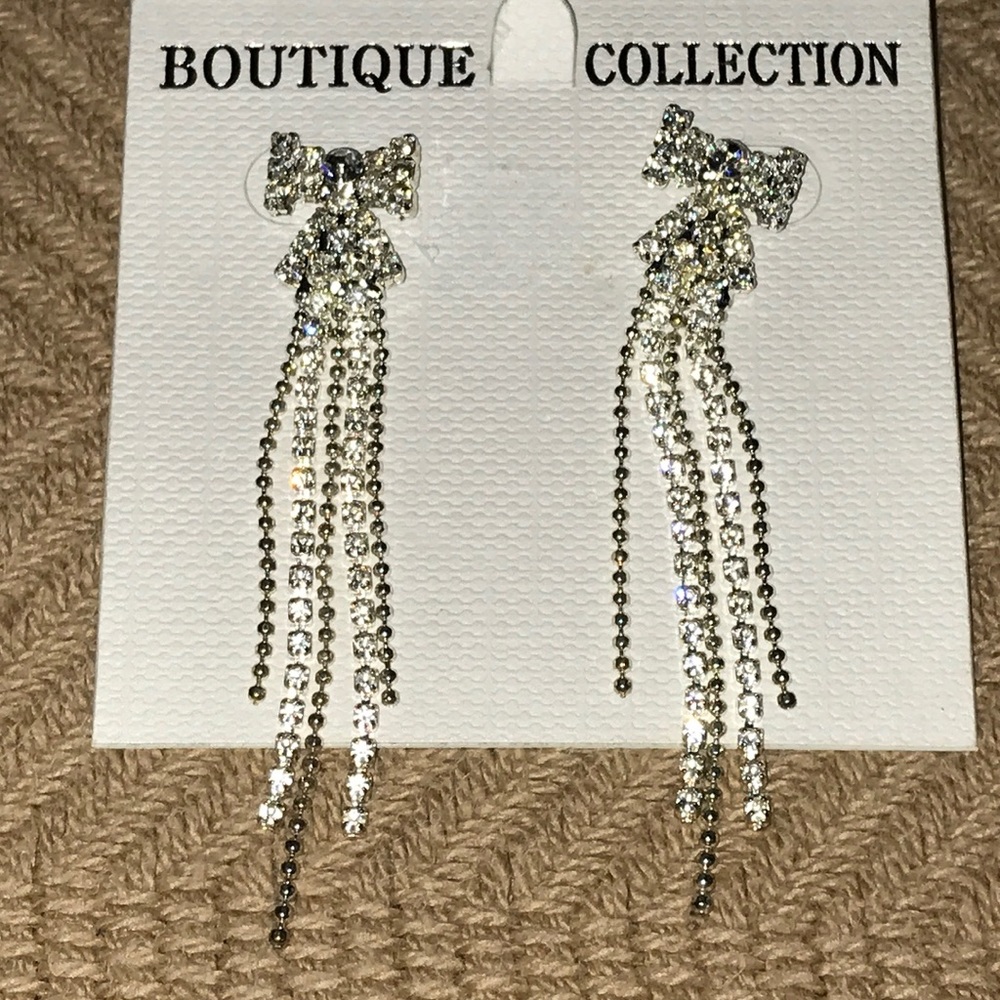 Rhinestone Bow Tie dangling Earrings